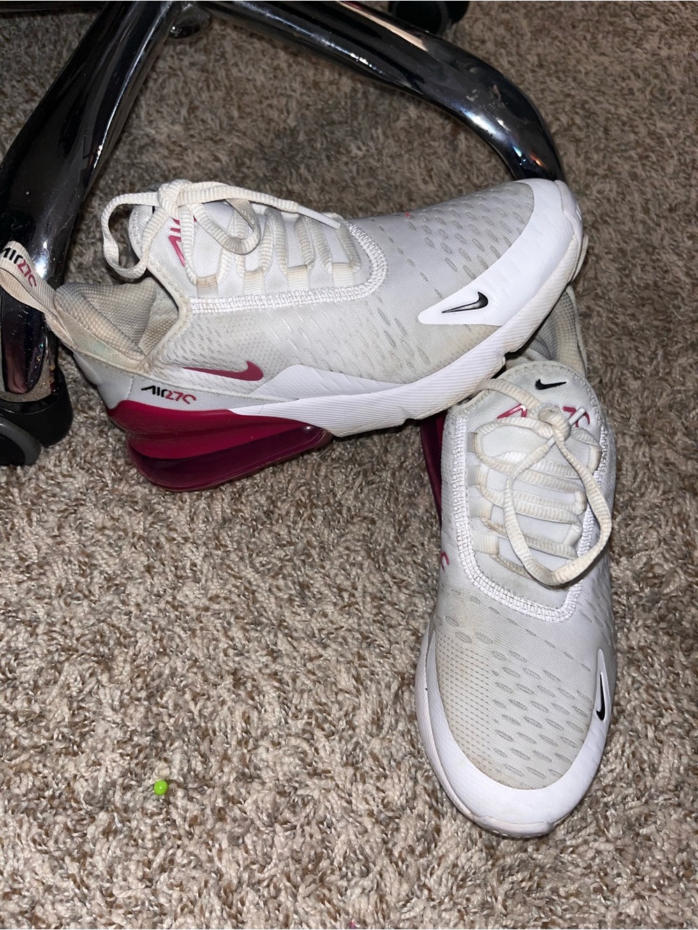 Nike Women’s Air Max 270 White with Pink Athletic Sneakers